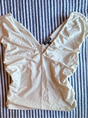 J. Crew Cream V-Neck Flutter Top